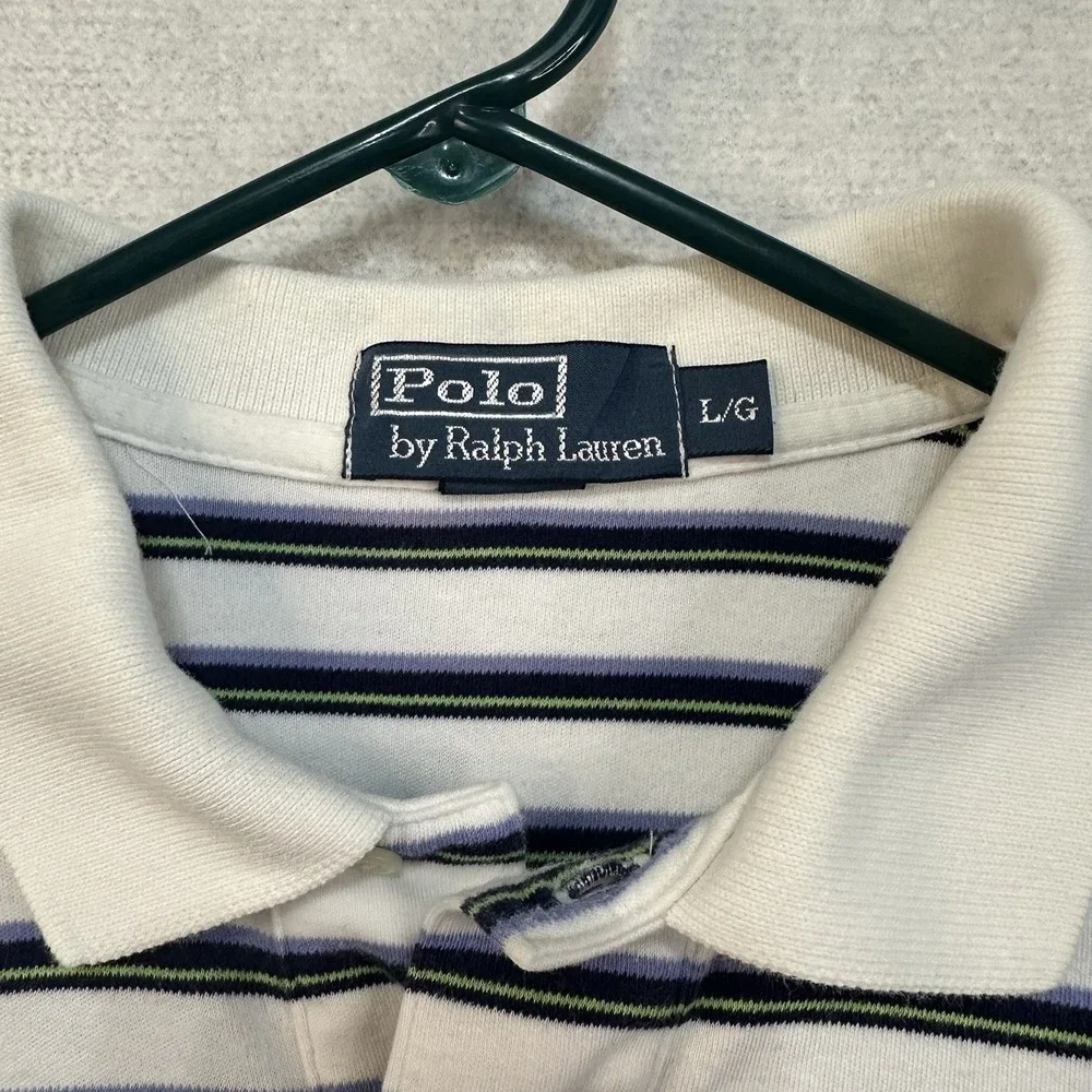 Polo‎ by Ralph Lauren Polo Shirt Men's Large Casual Striped Short Sleeve Flawed